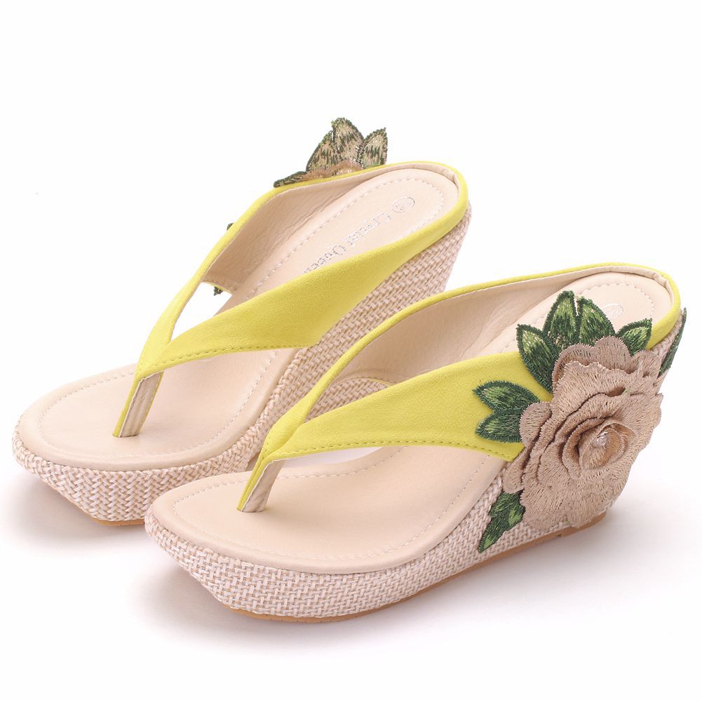 Platform Wedge Sandals Platform Embroidered Slippers The Artful Oracle