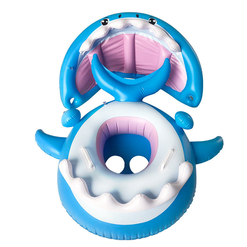 Inflatable Swimming Ring For Kids With Awning Shark Seat Ring Baby Float For Swimming Pool Toys Seat Removable Water Ring The Artful Oracle