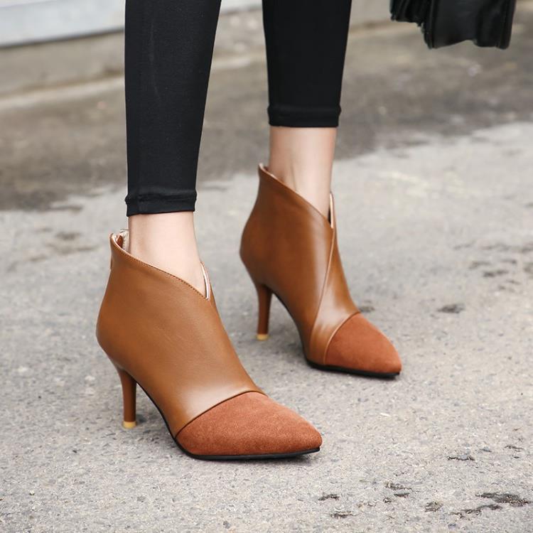 Fashion Simple And Versatile Pointed Toe Stitching Ankle Boots The Artful Oracle
