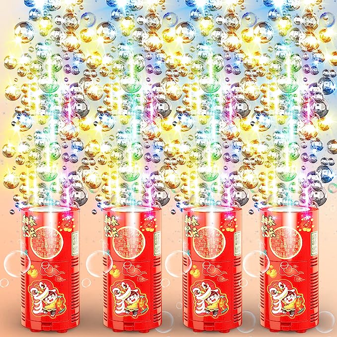 Fireworks Bubble Machine With 80ml Bubble Solution, Portable Automatic Bubble Machine With Lights And Closeable Music, Bubble Maker Toys For Kids Outside Activities Parties Wedding Christmas The Artful Oracle