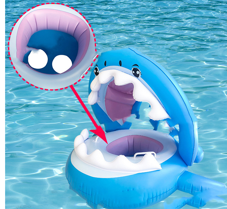 Inflatable Swimming Ring For Kids With Awning Shark Seat Ring Baby Float For Swimming Pool Toys Seat Removable Water Ring The Artful Oracle