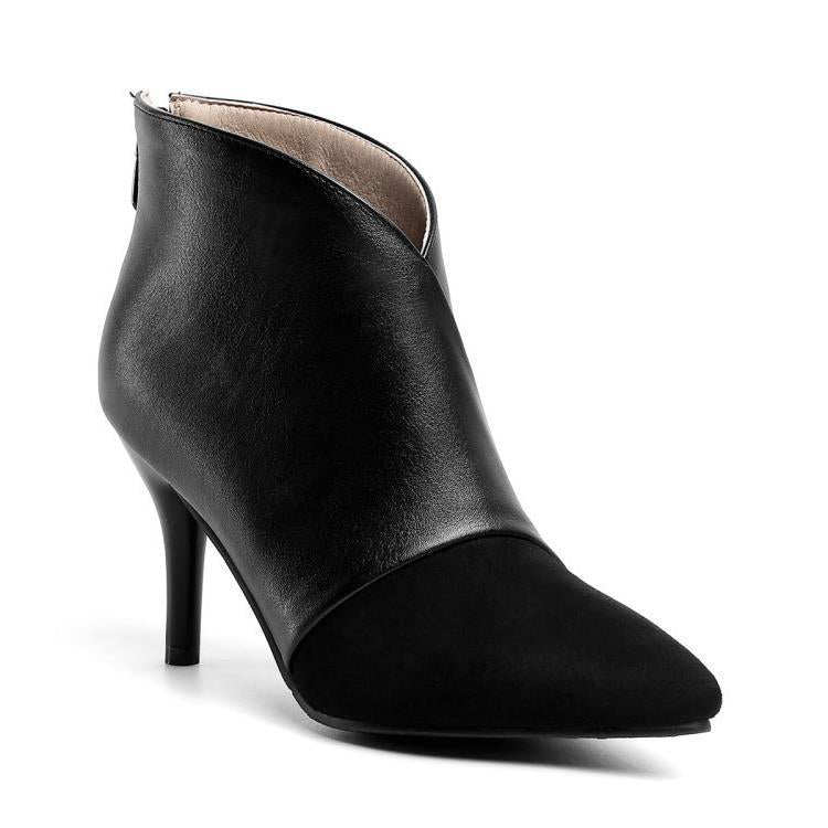 Fashion Simple And Versatile Pointed Toe Stitching Ankle Boots The Artful Oracle