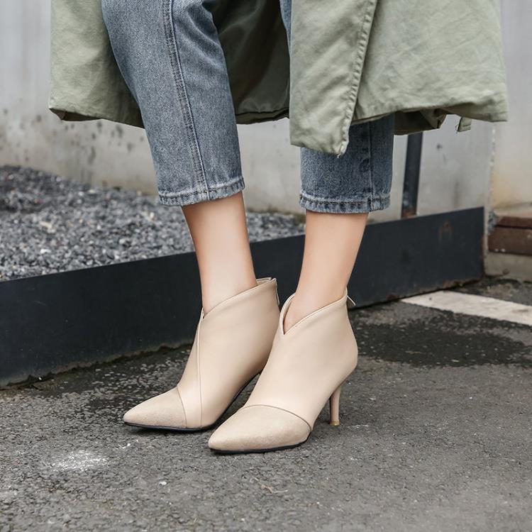 Fashion Simple And Versatile Pointed Toe Stitching Ankle Boots The Artful Oracle