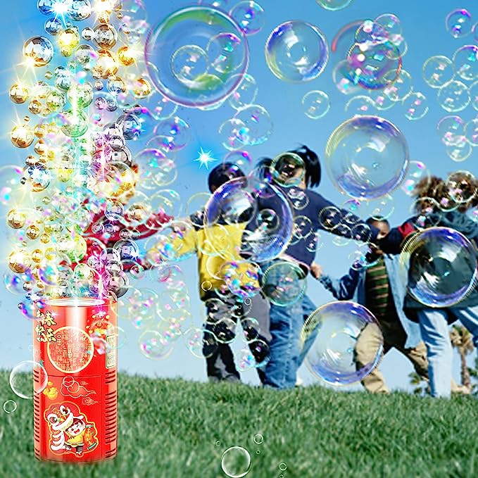 Fireworks Bubble Machine With 80ml Bubble Solution, Portable Automatic Bubble Machine With Lights And Closeable Music, Bubble Maker Toys For Kids Outside Activities Parties Wedding Christmas The Artful Oracle