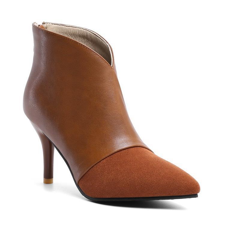 Fashion Simple And Versatile Pointed Toe Stitching Ankle Boots The Artful Oracle