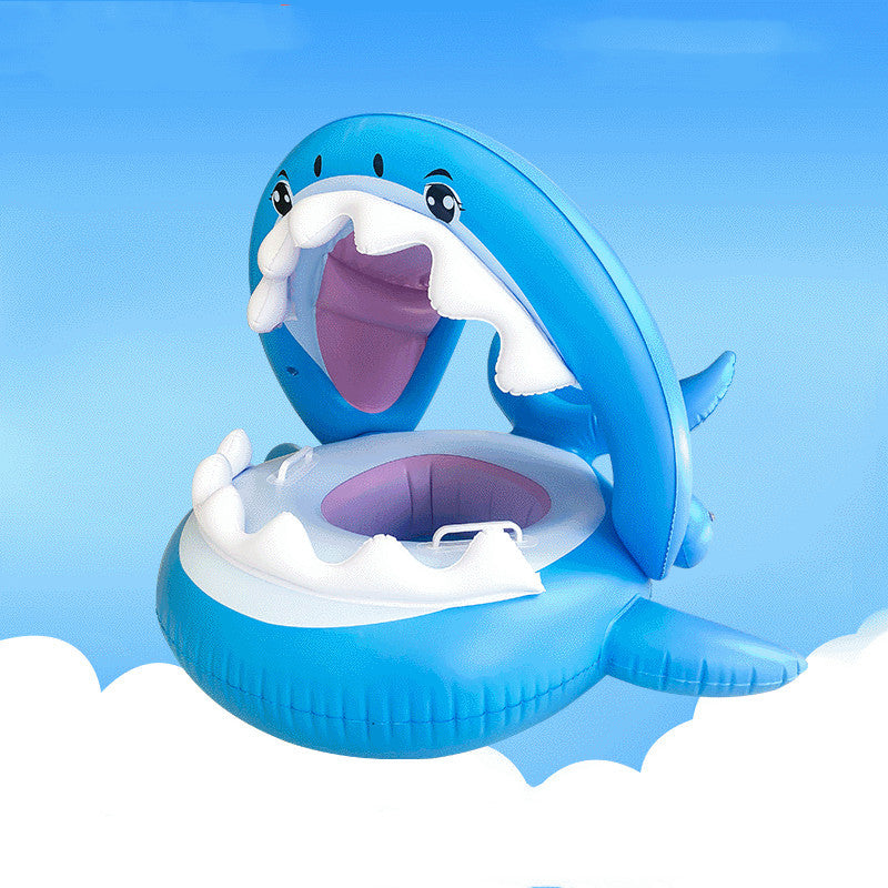 Inflatable Swimming Ring For Kids With Awning Shark Seat Ring Baby Float For Swimming Pool Toys Seat Removable Water Ring The Artful Oracle