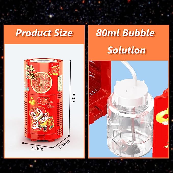 Fireworks Bubble Machine With 80ml Bubble Solution, Portable Automatic Bubble Machine With Lights And Closeable Music, Bubble Maker Toys For Kids Outside Activities Parties Wedding Christmas The Artful Oracle