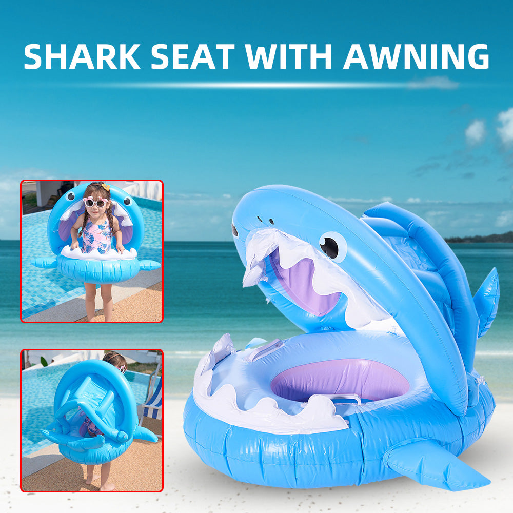 Inflatable Swimming Ring For Kids With Awning Shark Seat Ring Baby Float For Swimming Pool Toys Seat Removable Water Ring The Artful Oracle