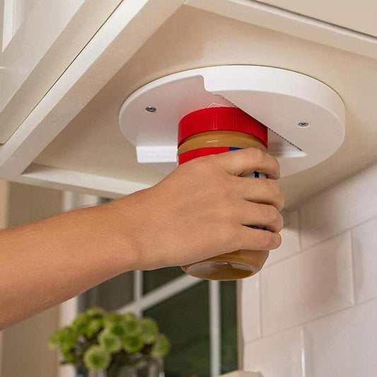 Creative Can Opener Under The Cabinet Self-adhesive Jar Bottle Opener Top Lid Remover Wet Grip Jar Opener EZ Jar Opener Weak Single Hand Under Cabinet Counter Lid Opener Gelato