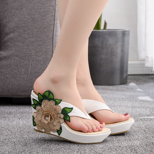 Platform Wedge Sandals Platform Embroidered Slippers The Artful Oracle