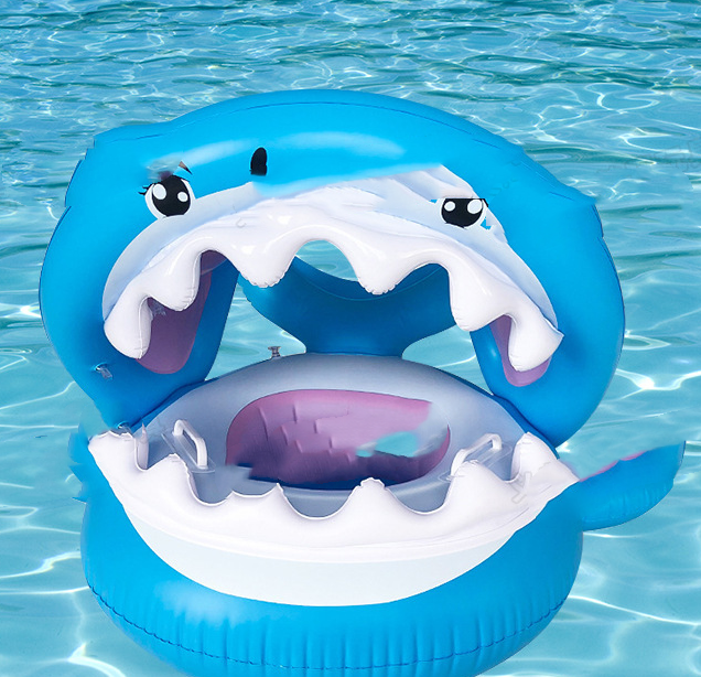 Inflatable Swimming Ring For Kids With Awning Shark Seat Ring Baby Float For Swimming Pool Toys Seat Removable Water Ring The Artful Oracle