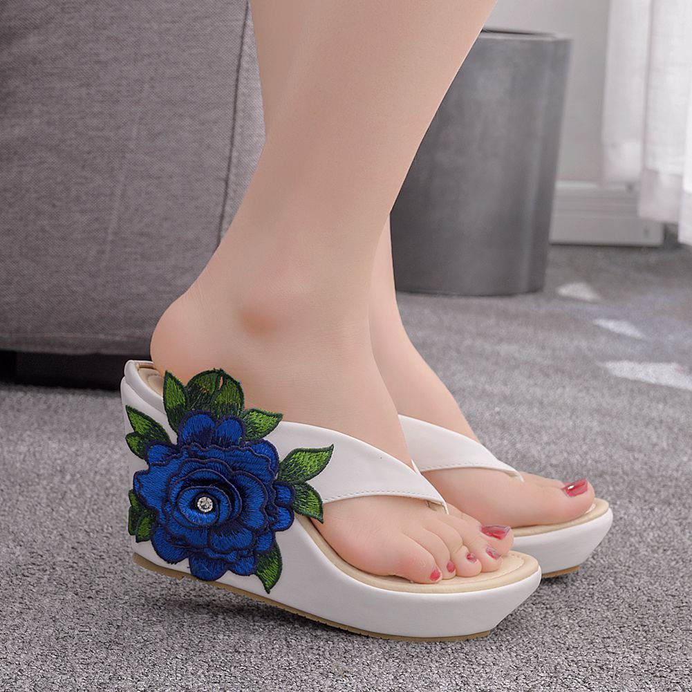 Platform Wedge Sandals Platform Embroidered Slippers The Artful Oracle