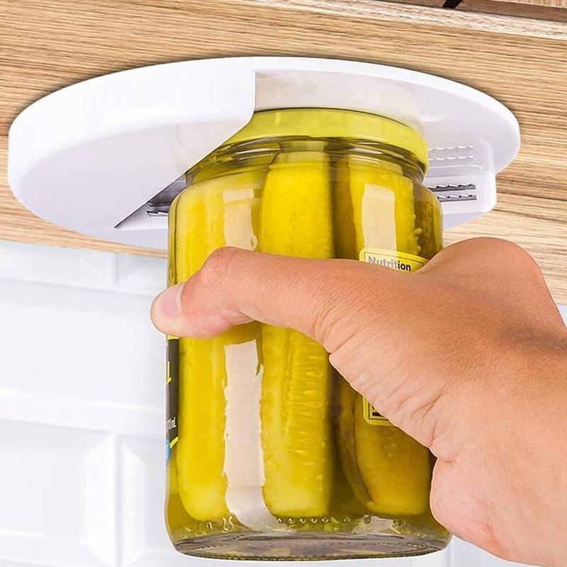 Creative Can Opener Under The Cabinet Self-adhesive Jar Bottle Opener Top Lid Remover Wet Grip Jar Opener EZ Jar Opener Weak Single Hand Under Cabinet Counter Lid Opener Gelato