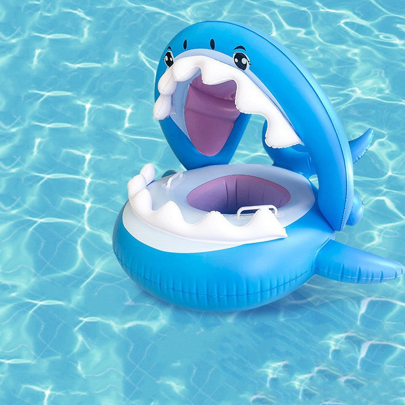 Inflatable Swimming Ring For Kids With Awning Shark Seat Ring Baby Float For Swimming Pool Toys Seat Removable Water Ring The Artful Oracle