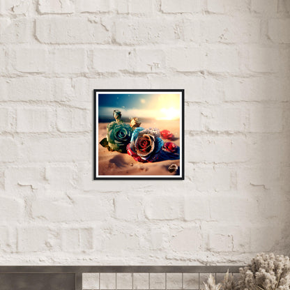 Seaside Serenade: A Rose's Embrace - Premium Matte Paper Wooden Framed Poster Gelato