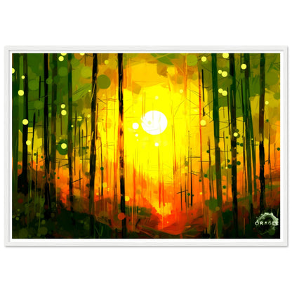 Dawn's Embrace: Illumination of the Forest - Premium Matte Paper Wooden Framed Poster Gelato