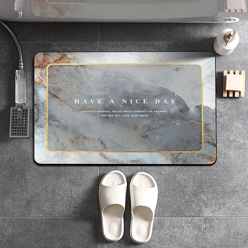 Bathroom Marble Print Non-slip Floor Mat The Artful Oracle