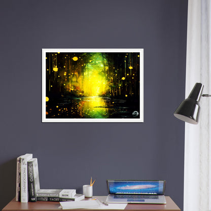 Glimmers in the Gloaming Woods - Premium Matte Paper Wooden Framed Poster Gelato