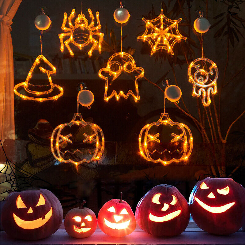 Halloween Window Hanging LED Lights Spider Pumpkin Hanging Ghost Horror Atmosphere Lights Holiday Party Decorative Lights Home Decor The Artful Oracle