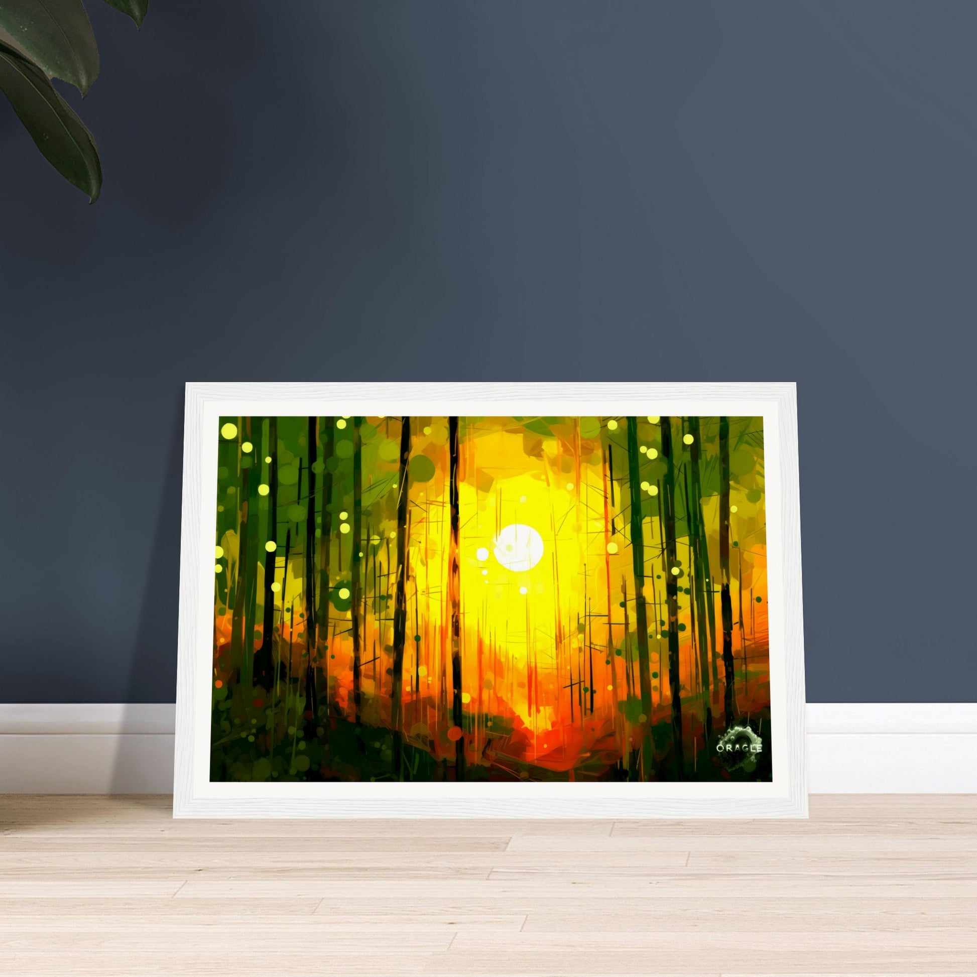 Dawn's Embrace: Illumination of the Forest - Premium Matte Paper Wooden Framed Poster Gelato