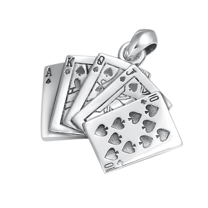 S925 Sterling Silver Pendant Jewelry Fashionable All-match Creative Flush Poker The Artful Oracle