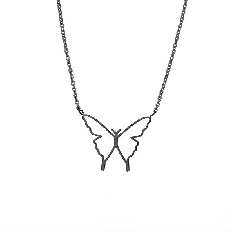 Women's Fashionable Elegant Stainless Steel Hollow Butterfly Wings Pendant Necklace The Artful Oracle