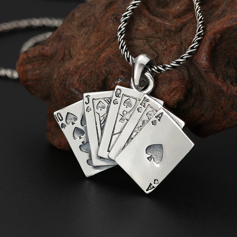 S925 Sterling Silver Pendant Jewelry Fashionable All-match Creative Flush Poker The Artful Oracle