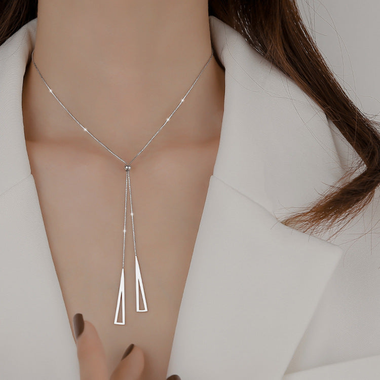 Sterling Silver Geometric Triangle Necklace for Women Adjustable Clavicle Chain Necklace Jewelry Gifts The Artful Oracle