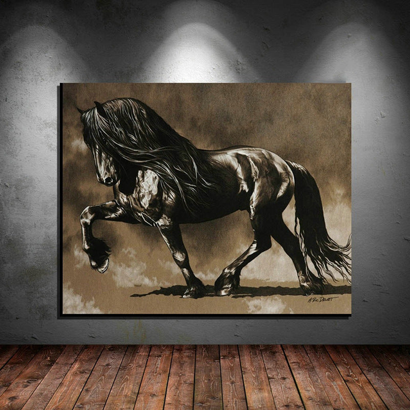 Black Horse Hd Inkjet Home Art Decoration Painting Living Room Background Wall Painting Frameless Painting Core The Artful Oracle