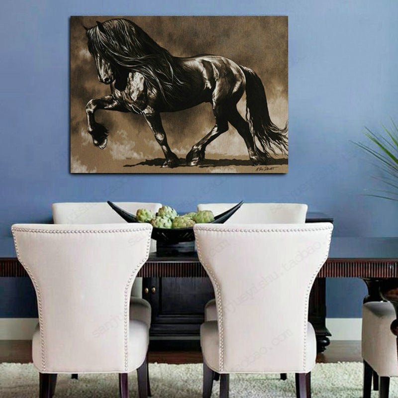 Black Horse Hd Inkjet Home Art Decoration Painting Living Room Background Wall Painting Frameless Painting Core The Artful Oracle