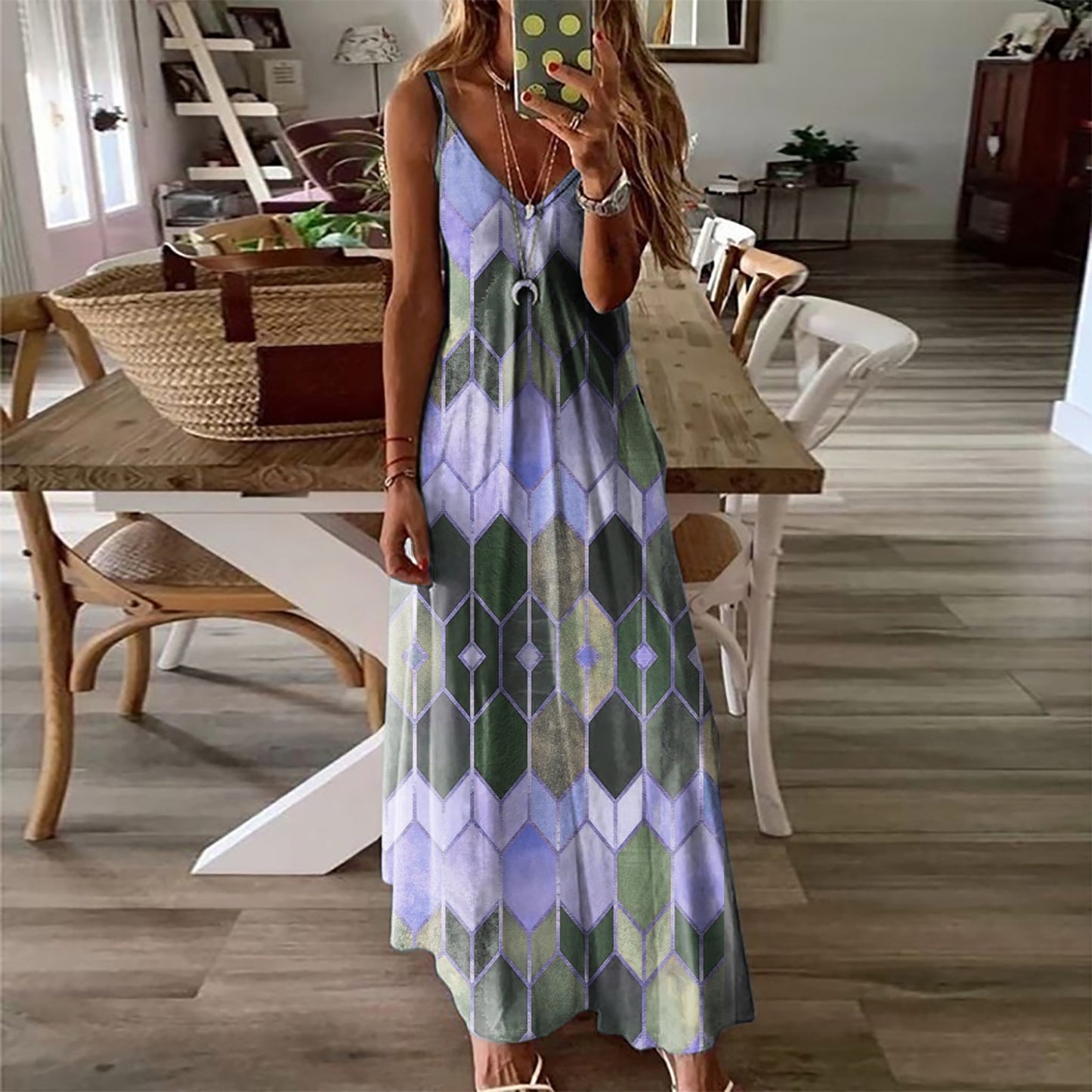 Summer Casual Printed Camisole Long Dress The Artful Oracle