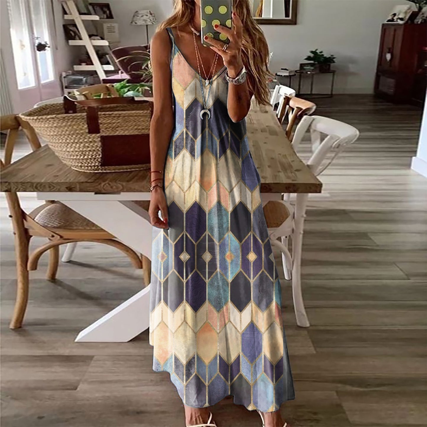 Summer Casual Printed Camisole Long Dress The Artful Oracle