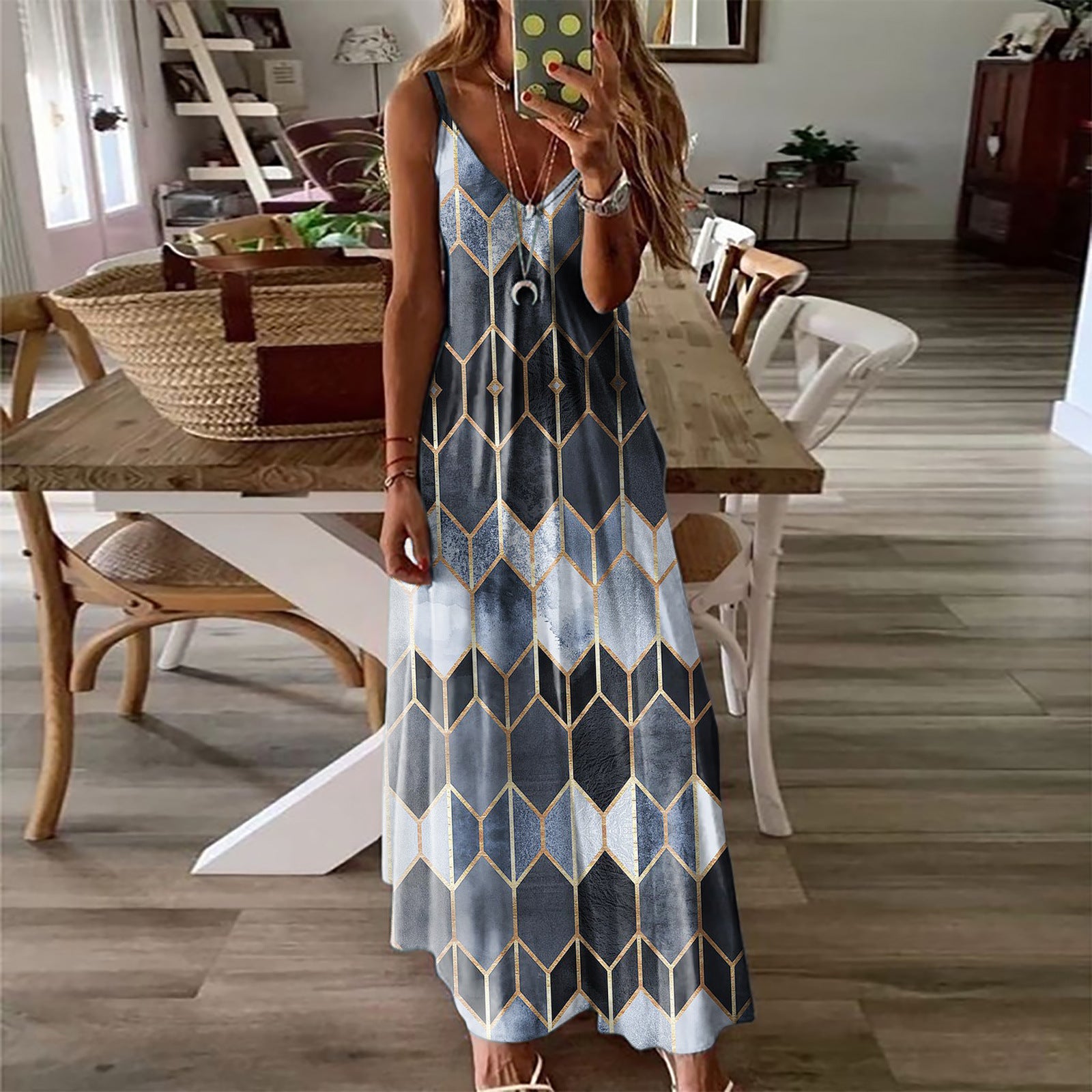 Summer Casual Printed Camisole Long Dress The Artful Oracle