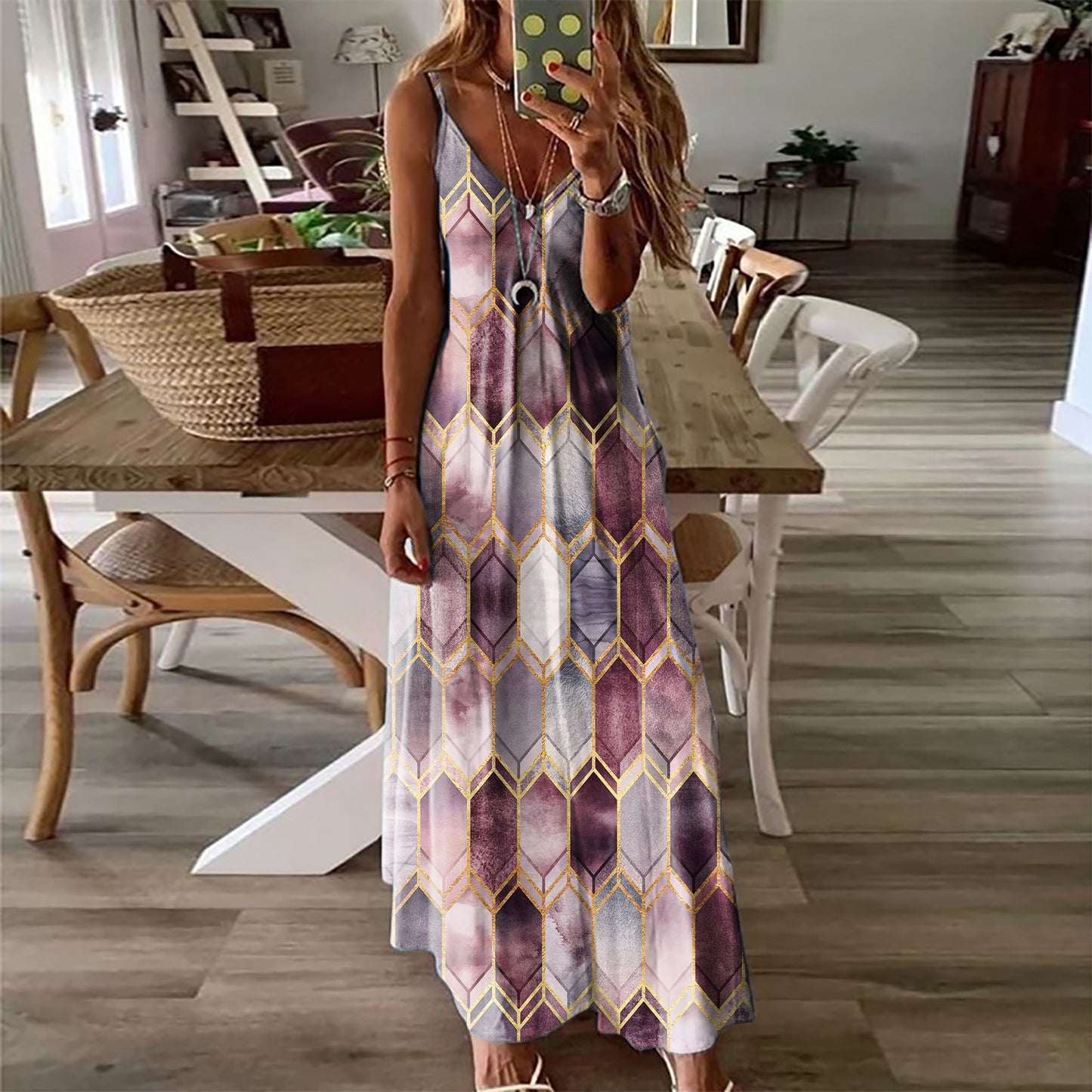 Summer Casual Printed Camisole Long Dress The Artful Oracle