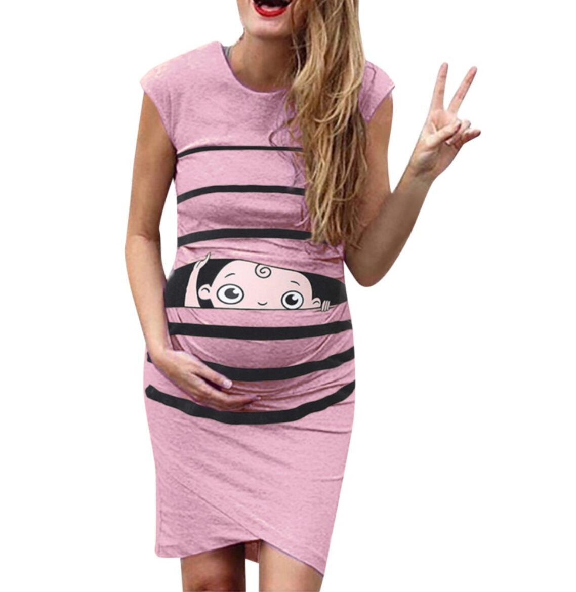 Aliexpress Ebay New Round Neck Short-Sleeved Letter Printing Maternity Dress Irregular Pleated Dress The Artful Oracle