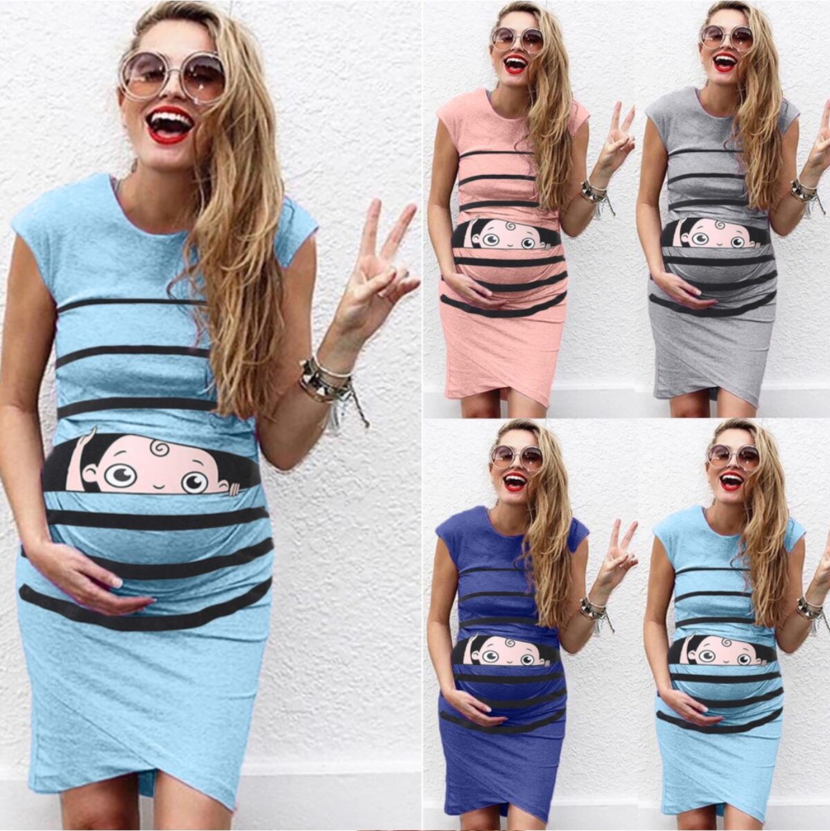 Aliexpress Ebay New Round Neck Short-Sleeved Letter Printing Maternity Dress Irregular Pleated Dress The Artful Oracle