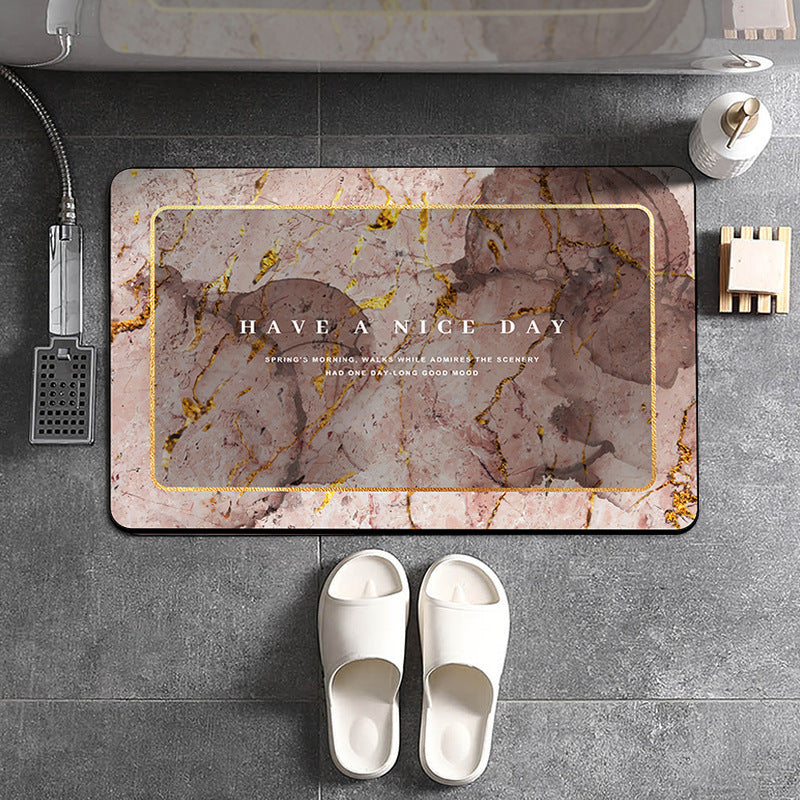 Bathroom Marble Print Non-slip Floor Mat The Artful Oracle