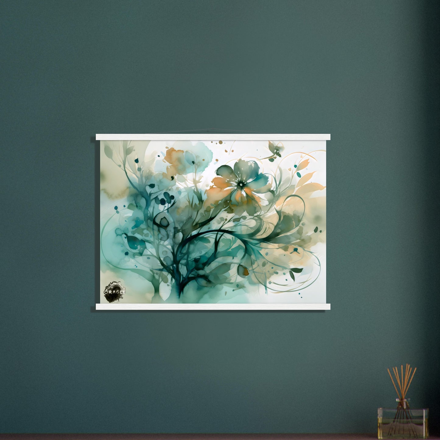 Blooming Tides: The Watercolor Flower Dance - Premium Matte Paper Wooden Framed Poster Gelato