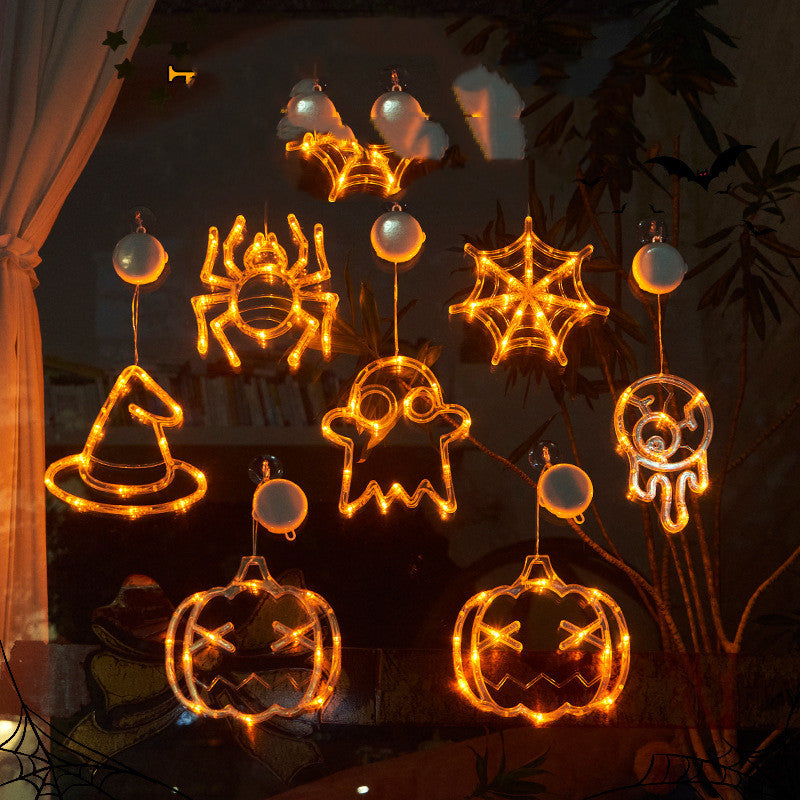 Halloween Window Hanging LED Lights Spider Pumpkin Hanging Ghost Horror Atmosphere Lights Holiday Party Decorative Lights Home Decor The Artful Oracle