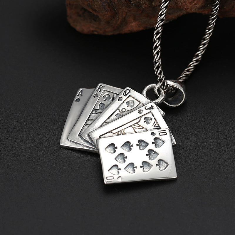 S925 Sterling Silver Pendant Jewelry Fashionable All-match Creative Flush Poker The Artful Oracle