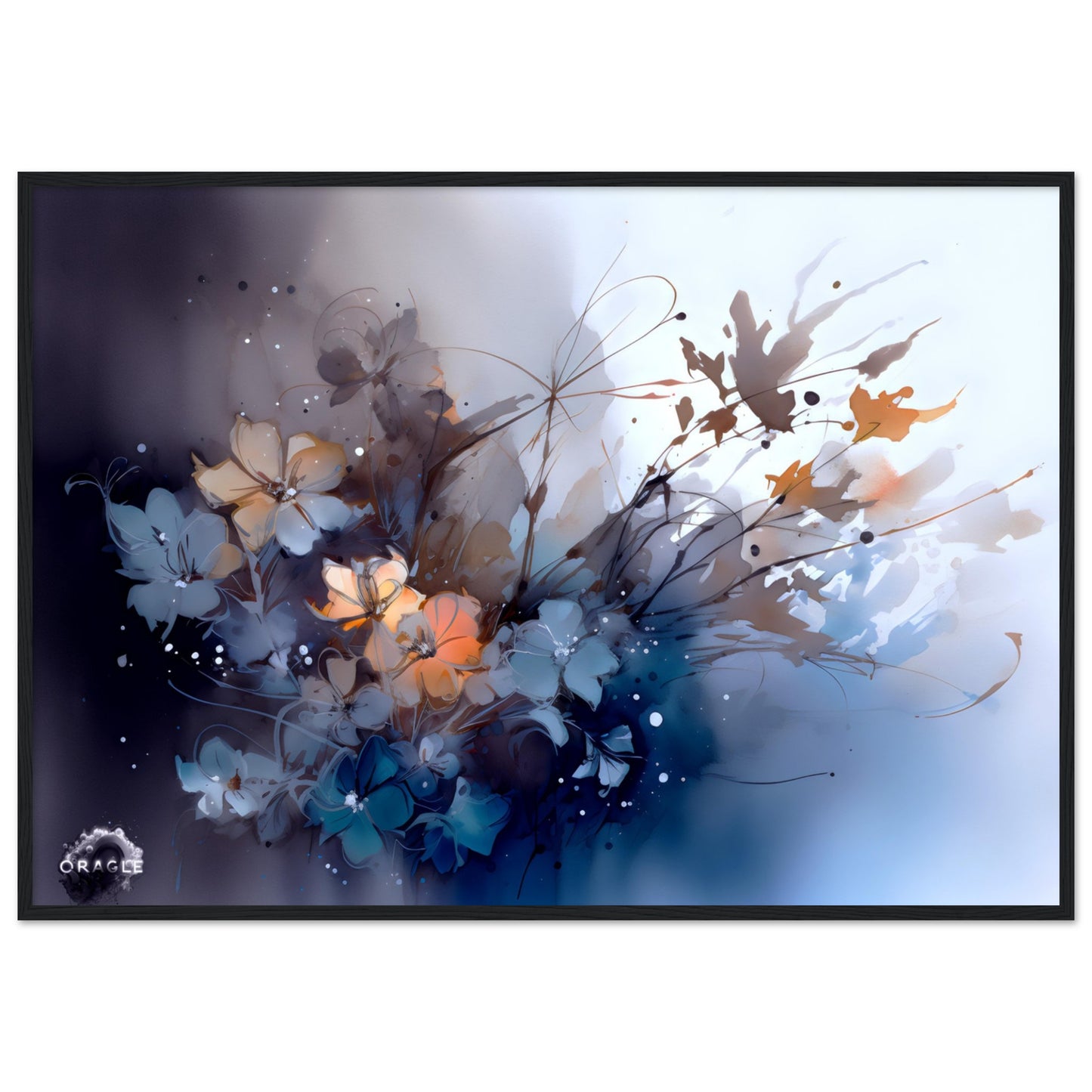 Aqua Blossoms: Watercolor Floral Splendor - Premium Matte Paper Wooden Framed Poster Gelato