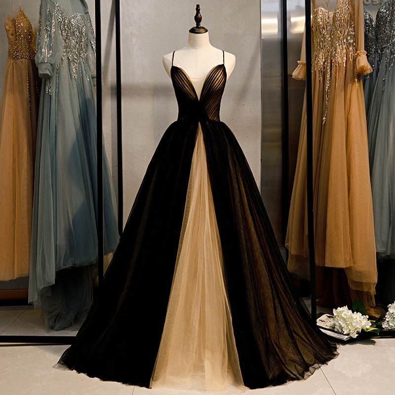 Banquet Evening Long Dress Black Slimming Daily Style Annual Meeting Elegant Birthday The Artful Oracle