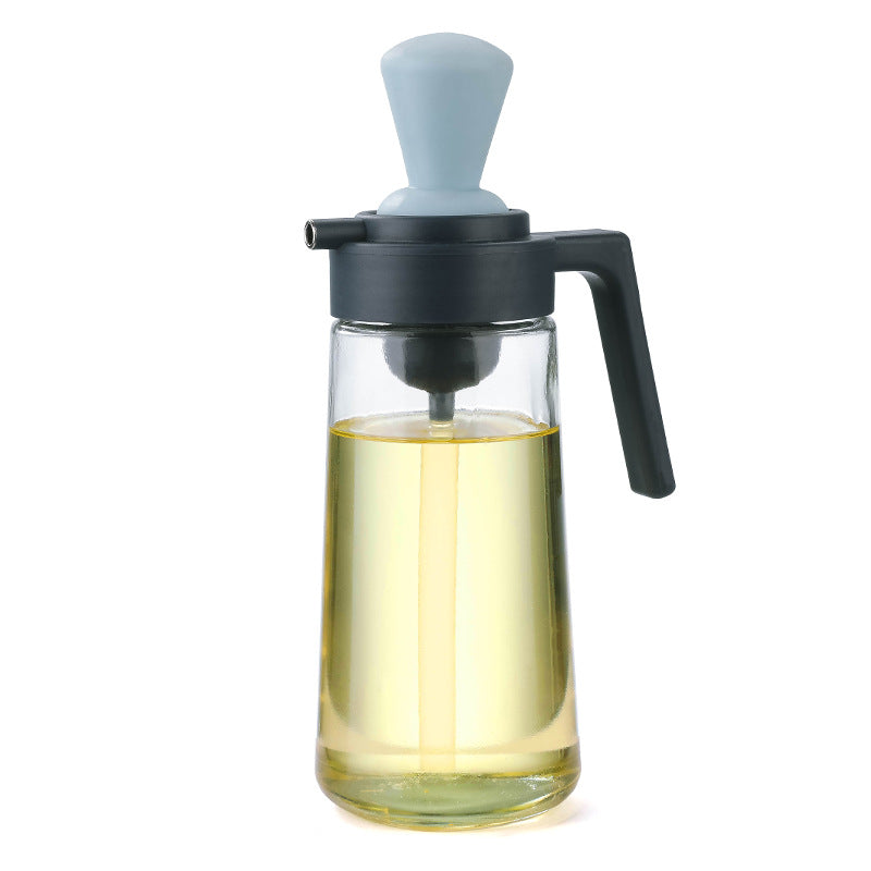 Household Kitchen Sauce Bottle Press Spice Jar Multi-functional Two-in-one Glass Oiler Containing Silicone Brush The Artful Oracle