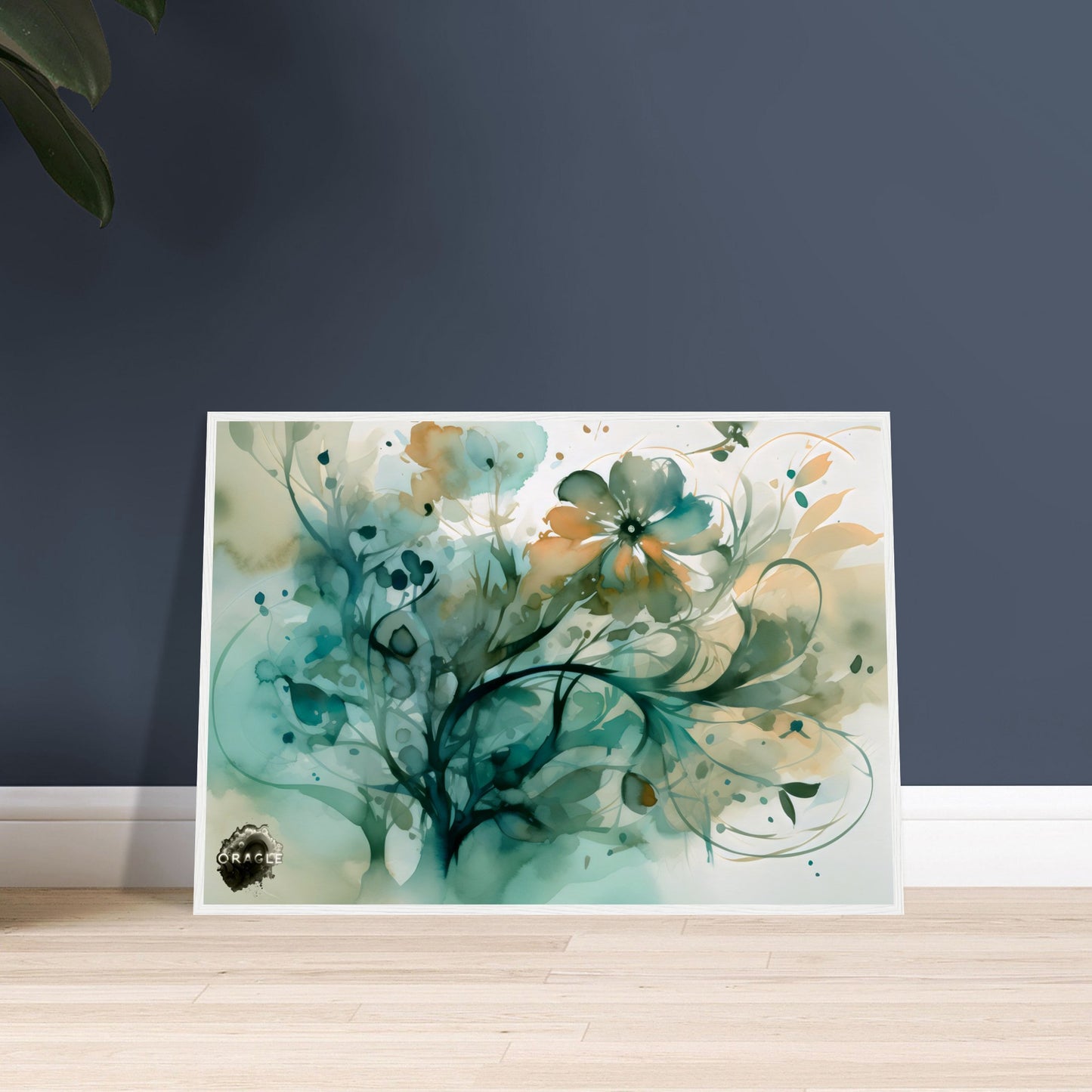 Blooming Tides: The Watercolor Flower Dance - Premium Matte Paper Wooden Framed Poster Gelato