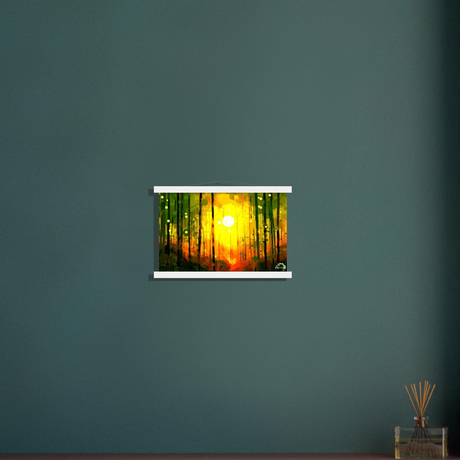 Dawn's Embrace: Illumination of the Forest - Premium Matte Paper Wooden Framed Poster Gelato