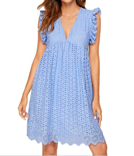 Lace Dresses With Pocket Summer Sleeveless Jacquard Cutout V-Neck Beach Dress The Artful Oracle