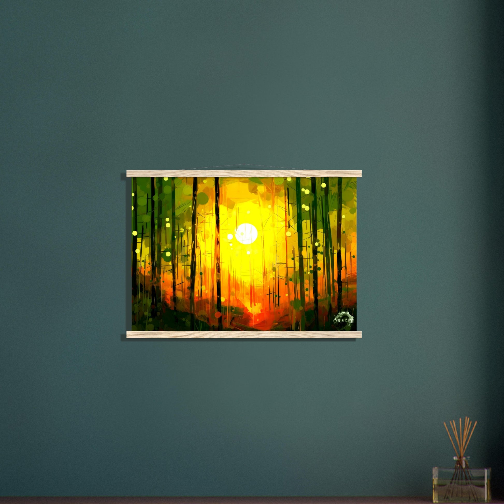 Dawn's Embrace: Illumination of the Forest - Premium Matte Paper Wooden Framed Poster Gelato