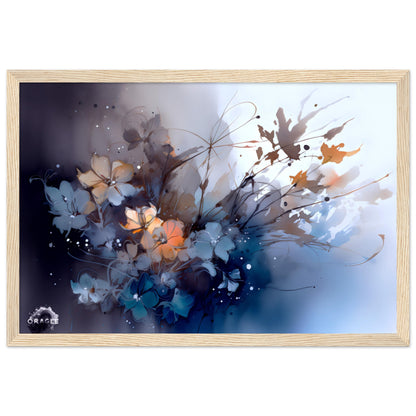 Aqua Blossoms: Watercolor Floral Splendor - Premium Matte Paper Wooden Framed Poster Gelato