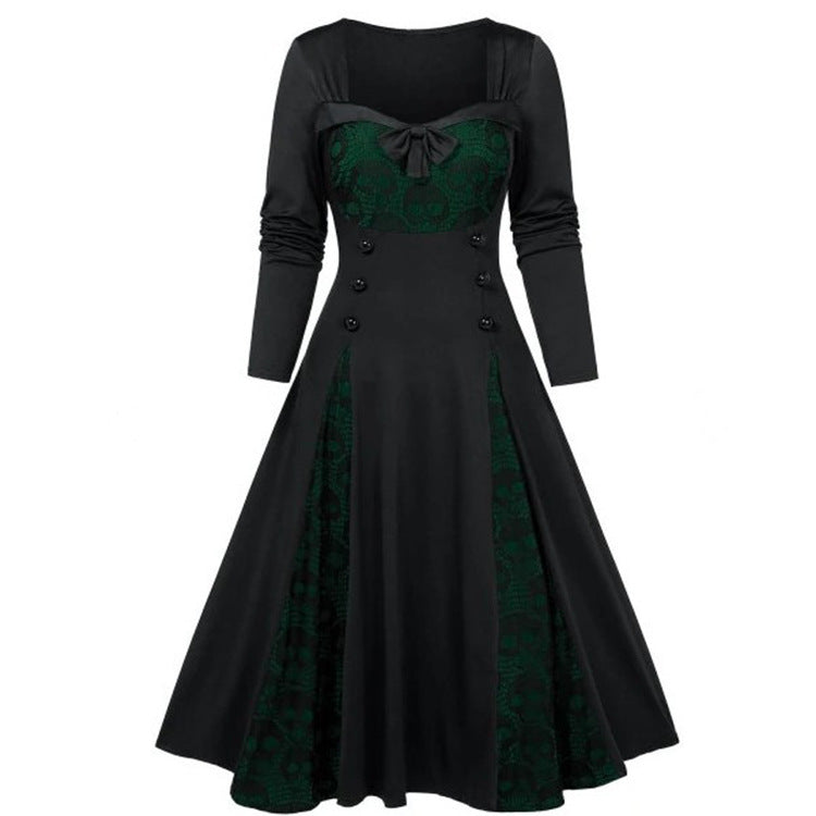 Women's Fashion Lace Stitching Contrast Color Dress The Artful Oracle