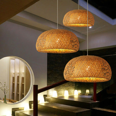 Bamboo Woven Simple Japanese Creative Pastoral Chandelier The Artful Oracle